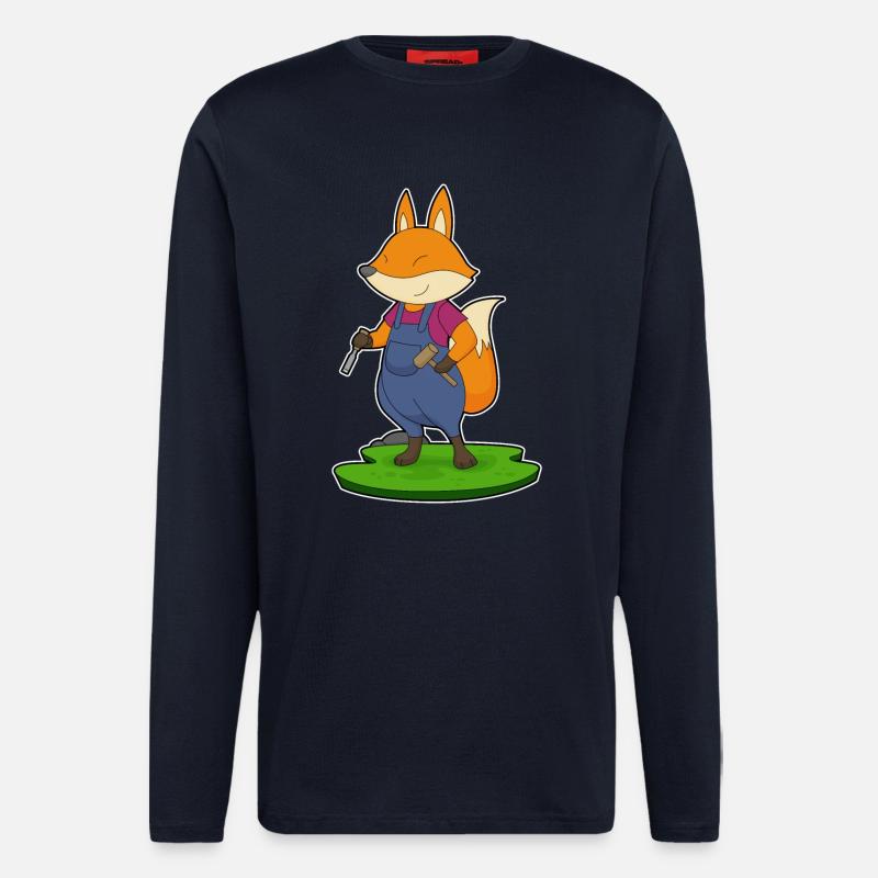 Fuchs Handwerker Hammer Meißel - Langarmshirt - made by SPREAD  - DARK NAVY
