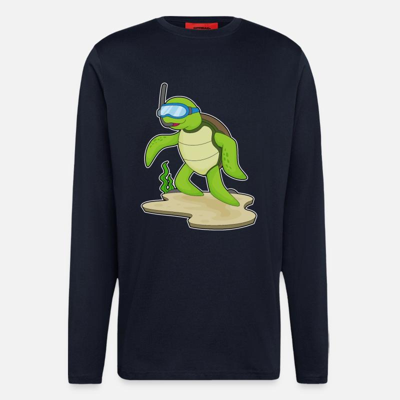 Turtle Diver Snorkel - Manches longues bio décontracté fabriqué en UE - DARK NAVY
