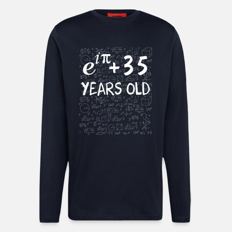 34e anniversaire 34 ans Euler Identité cadeau math - Manches longues bio décontracté fabriqué en UE - DARK NAVY