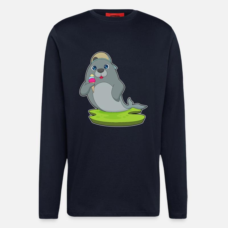 Seehund Eiswaffel - Langarmshirt - made by SPREAD  - DARK NAVY