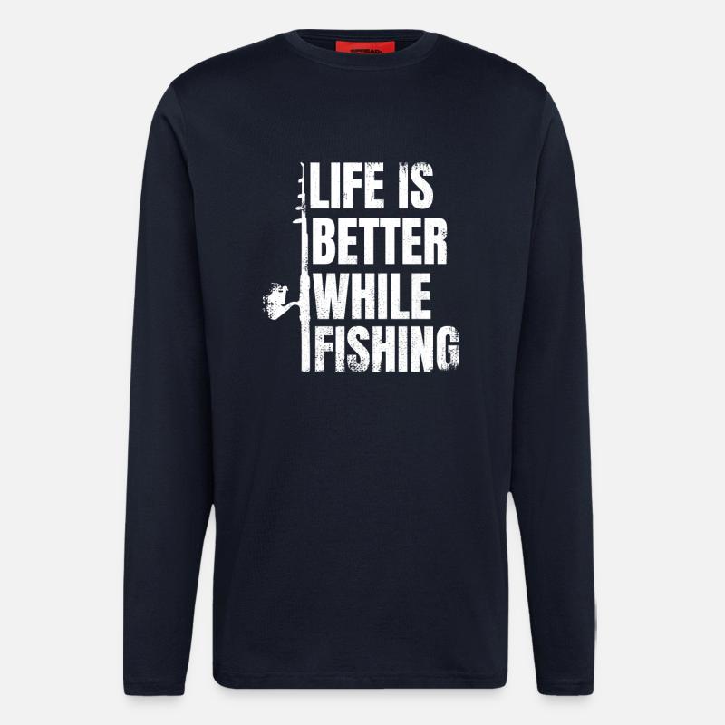 Das Leben ist besser beim Angeln - Langarmshirt - made by SPREAD  - DARK NAVY
