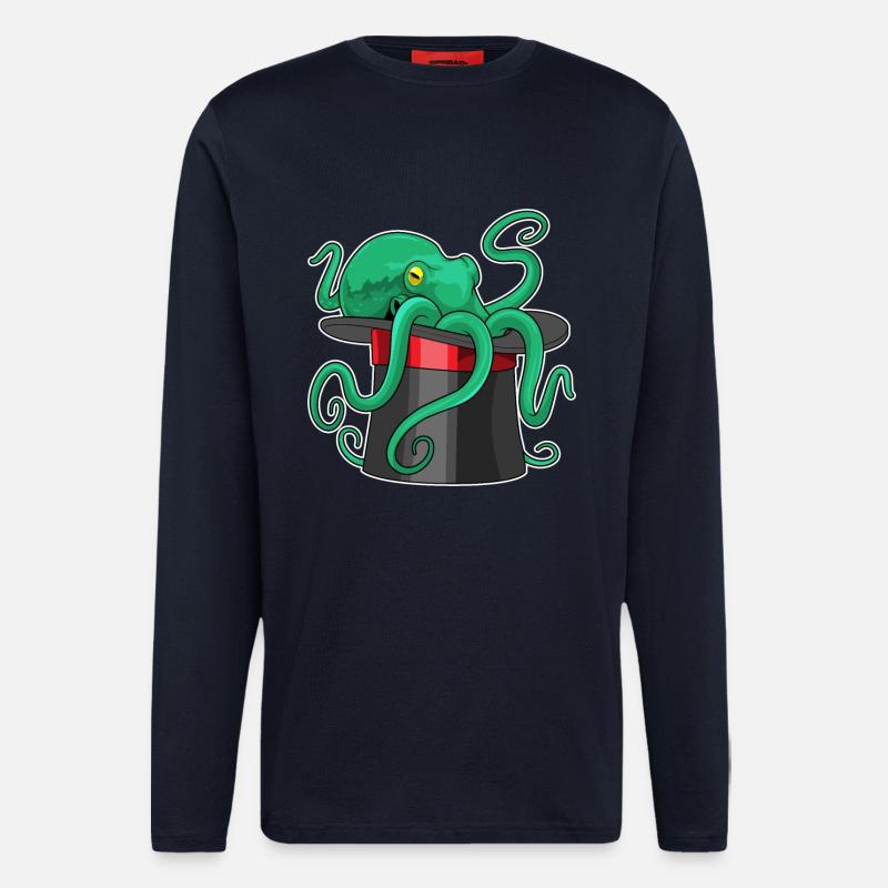 Krake Zauberer Zylinder - Langarmshirt - made by SPREAD  - DARK NAVY