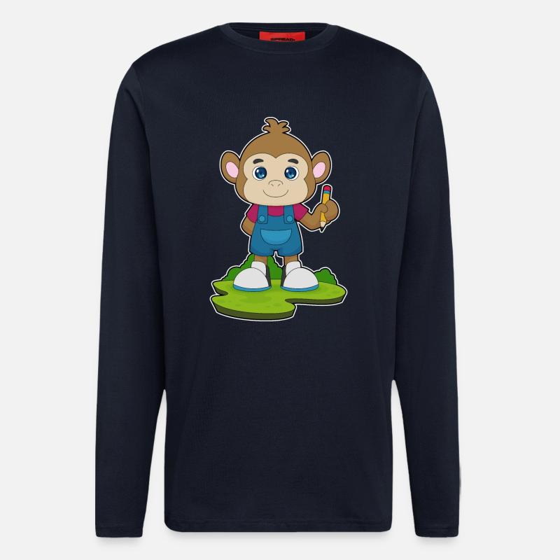 École Monkey Pencil - Manches longues bio décontracté fabriqué en UE - DARK NAVY
