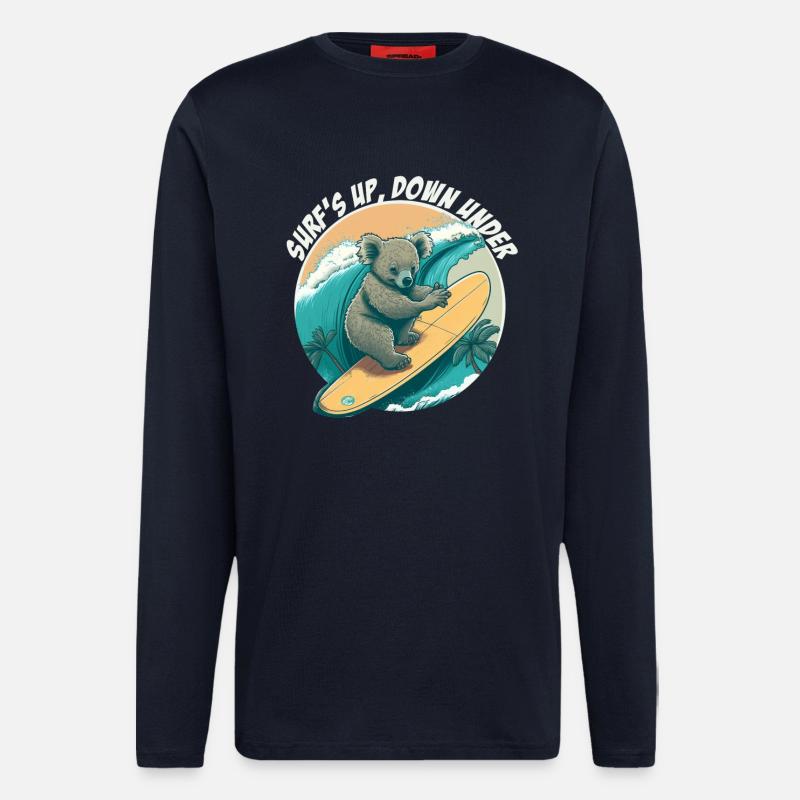 Down under surfing koala bear - Longsleeve - made by SPREAD  - DARK NAVY