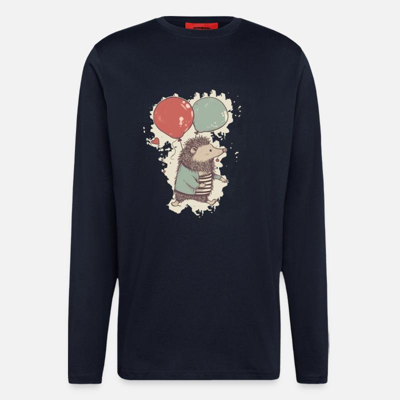 Igel mit Luftballons - Langarmshirt - made by SPREAD  - DARK NAVY
