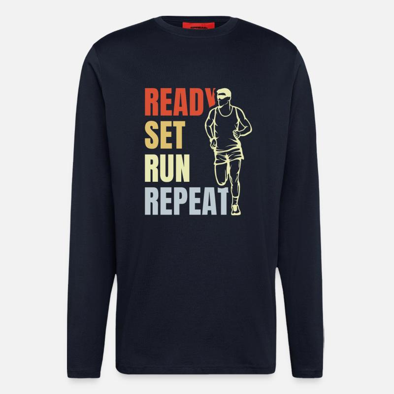 Ready Set Run Repeat - Langarmshirt - made by SPREAD  - DARK NAVY