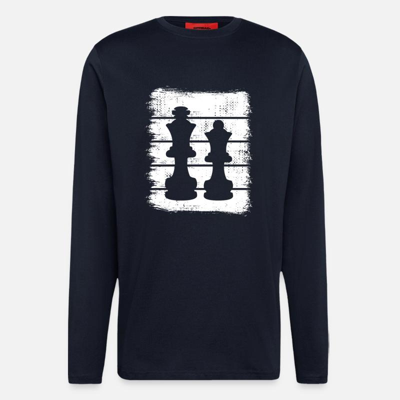 Dessin de pièces d’échecs - Manches longues bio décontracté fabriqué en UE - DARK NAVY