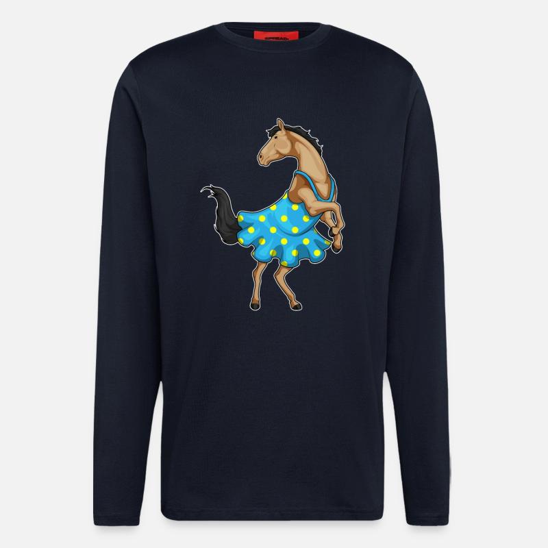 Pferd Polka Dots Kleid - Langarmshirt - made by SPREAD  - DARK NAVY
