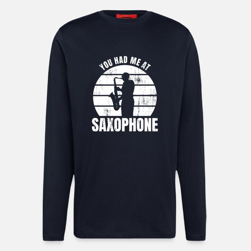 Du hattest mich bei Saxophon - Langarmshirt - made by SPREAD  - DARK NAVY
