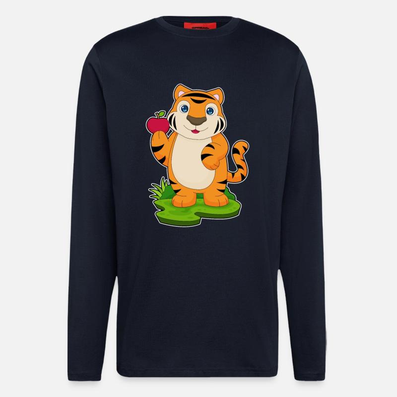 Tiger Apfel Frucht - Langarmshirt - made by SPREAD - DARK NAVY