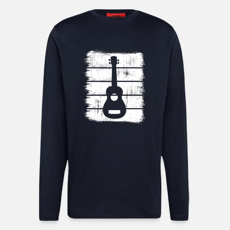 Ukulele Zeichnung - Langarmshirt - made by SPREAD  - DARK NAVY