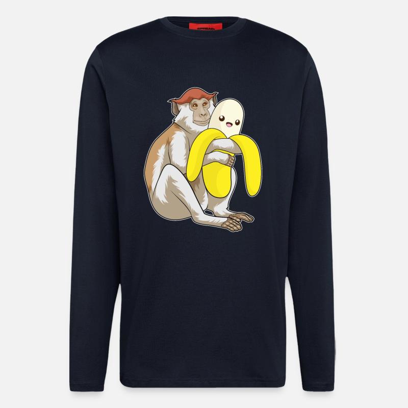 Singe Peluche - Manches longues bio décontracté fabriqué en UE - DARK NAVY