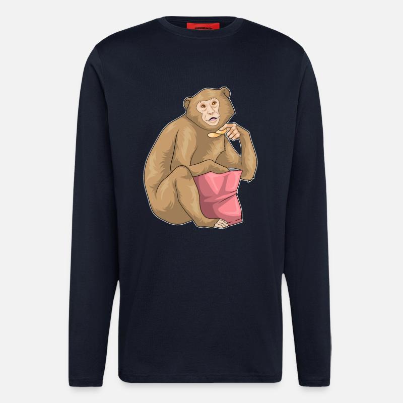 Affe Chips Chipstüte - Langarmshirt - made by SPREAD - DARK NAVY