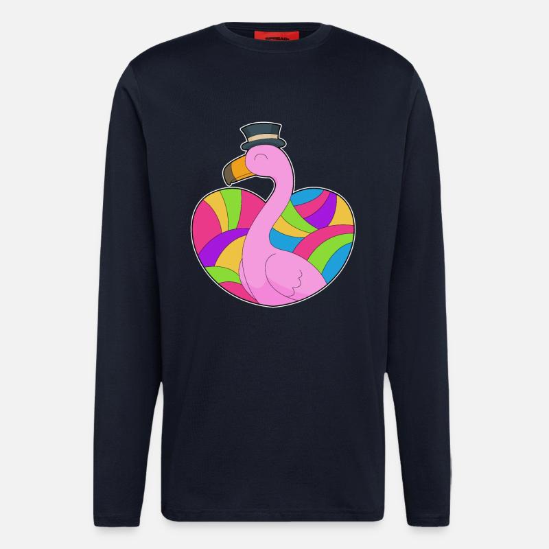 Flamingo Herz - Langarmshirt - made by SPREAD  - DARK NAVY