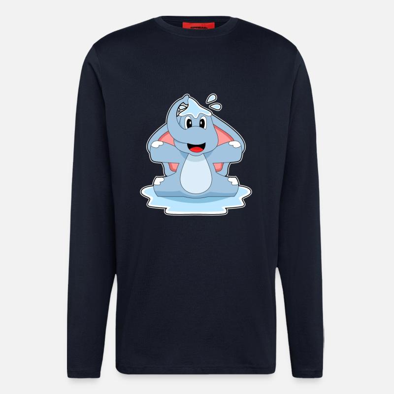 Elefant Planschen Wasser - Langarmshirt - made by SPREAD  - DARK NAVY