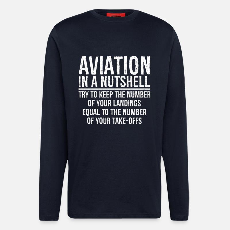 Aviation In A Nutshell Funny - Manches longues bio décontracté fabriqué en UE - DARK NAVY