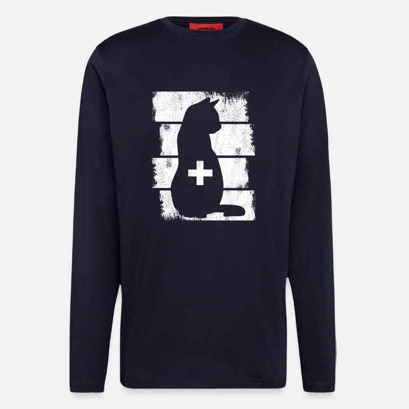 Katzen Tierarzt - Langarmshirt - made by SPREAD  - DARK NAVY
