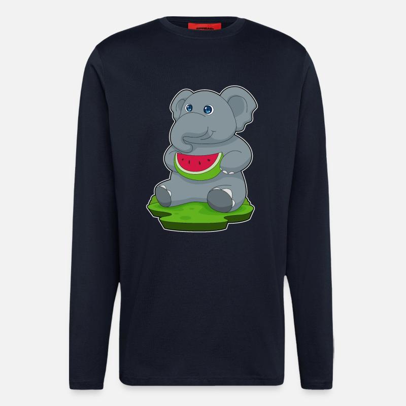 Pastèque éléphant - Manches longues bio décontracté fabriqué en UE - DARK NAVY