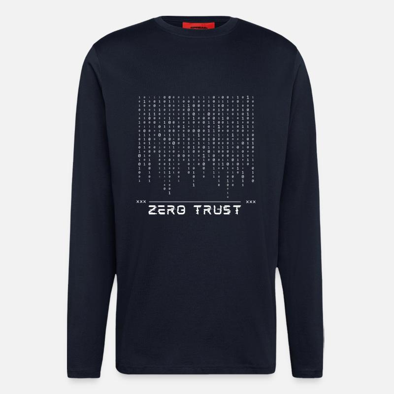 Code binaire Zero Trust - Manches longues bio décontracté fabriqué en UE - DARK NAVY