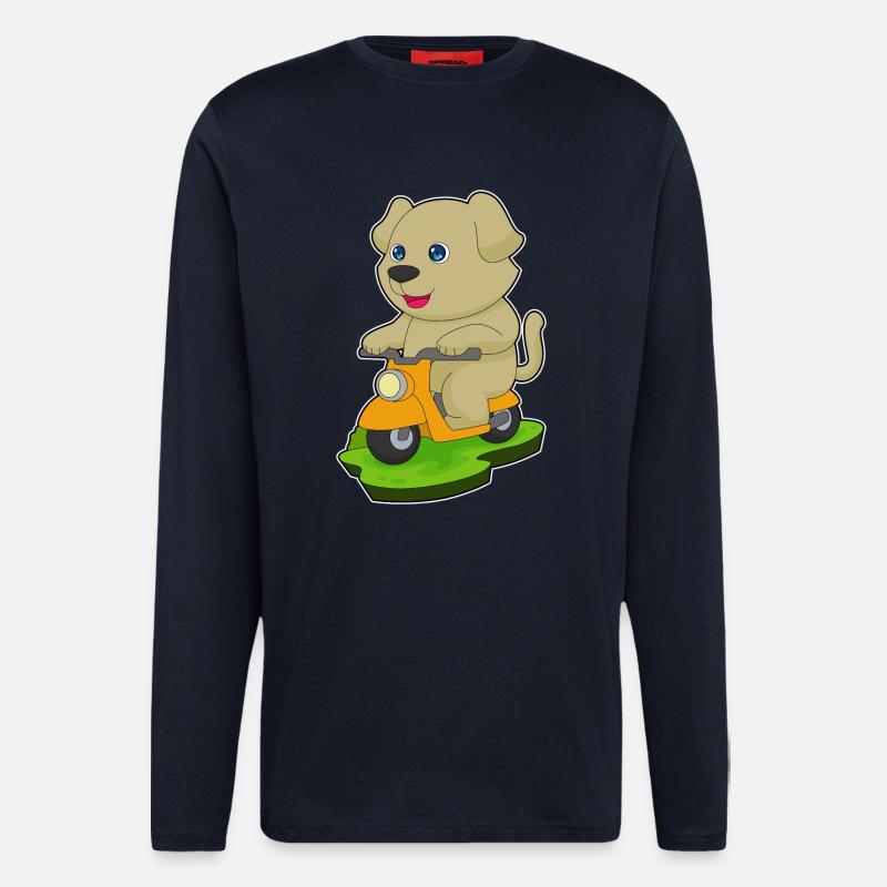 Hund Motorroller - Langarmshirt - made by SPREAD - DARK NAVY