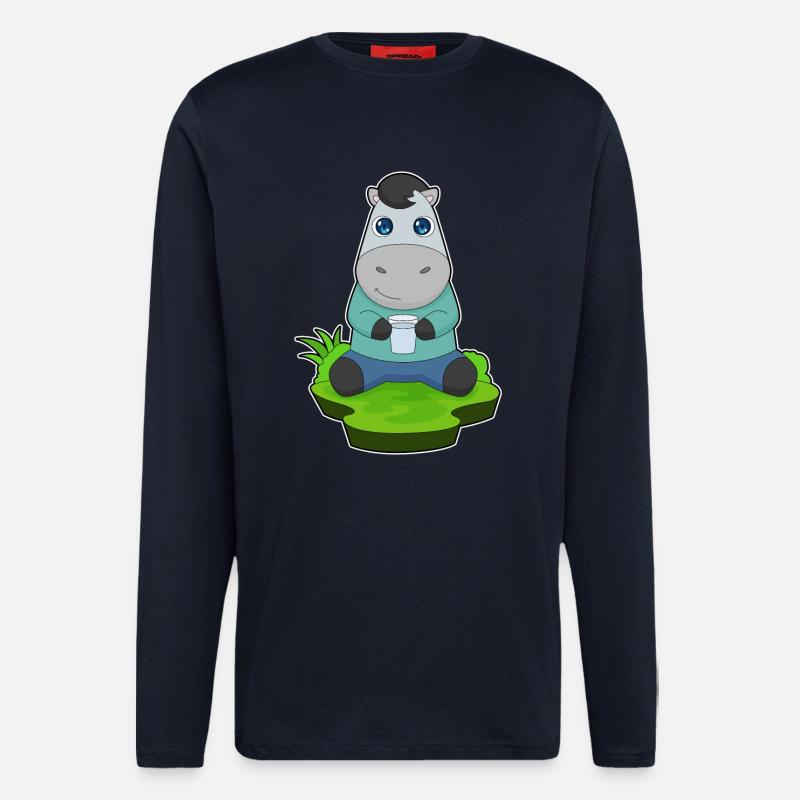 Tasse d’eau de cheval - Manches longues bio décontracté fabriqué en UE - DARK NAVY