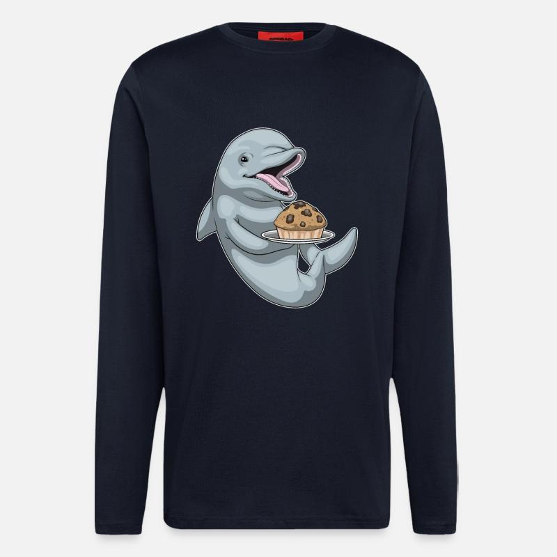 Muffin Dauphin - Manches longues bio décontracté fabriqué en UE - DARK NAVY