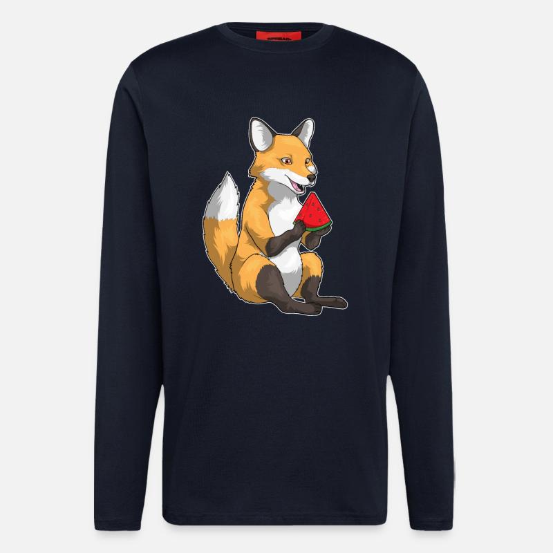Fruit de la pastèque Fox - Manches longues bio décontracté fabriqué en UE - DARK NAVY