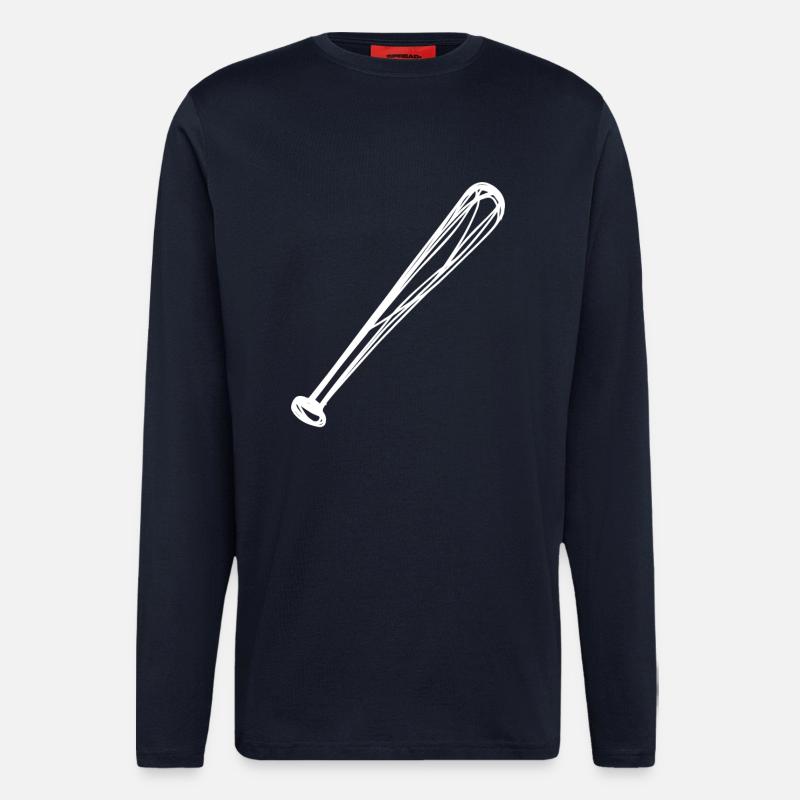 Dessin de batte de baseball - Manches longues bio décontracté fabriqué en UE - DARK NAVY