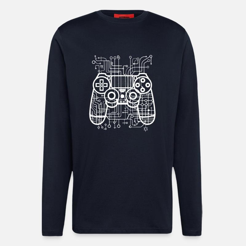 Gaming Controller Drawing - Longsleeve - made by SPREAD  - DARK NAVY