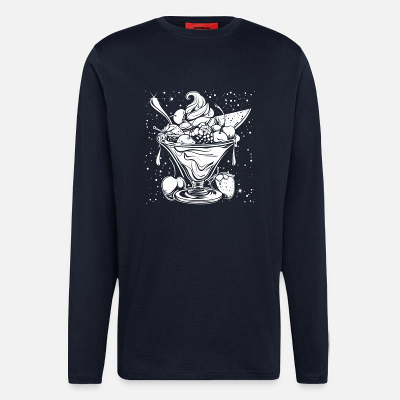 Dessin de coupe glacée - Manches longues bio décontracté fabriqué en UE - DARK NAVY