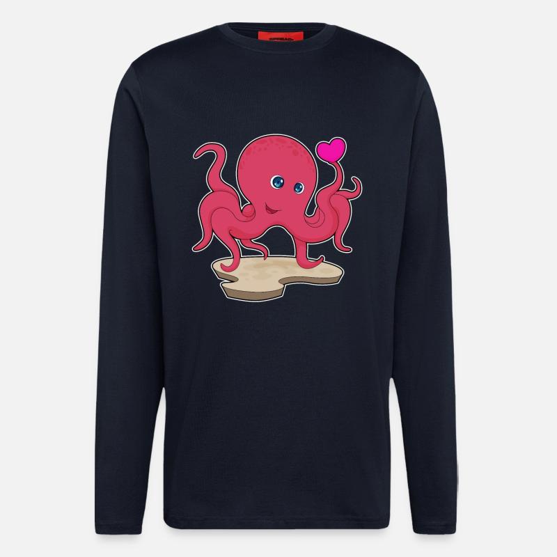 Krake Herz - Langarmshirt - made by SPREAD  - DARK NAVY