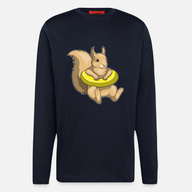 Eichhörnchen Schwimmen Schwimmring - Langarmshirt - made by SPREAD  - DARK NAVY