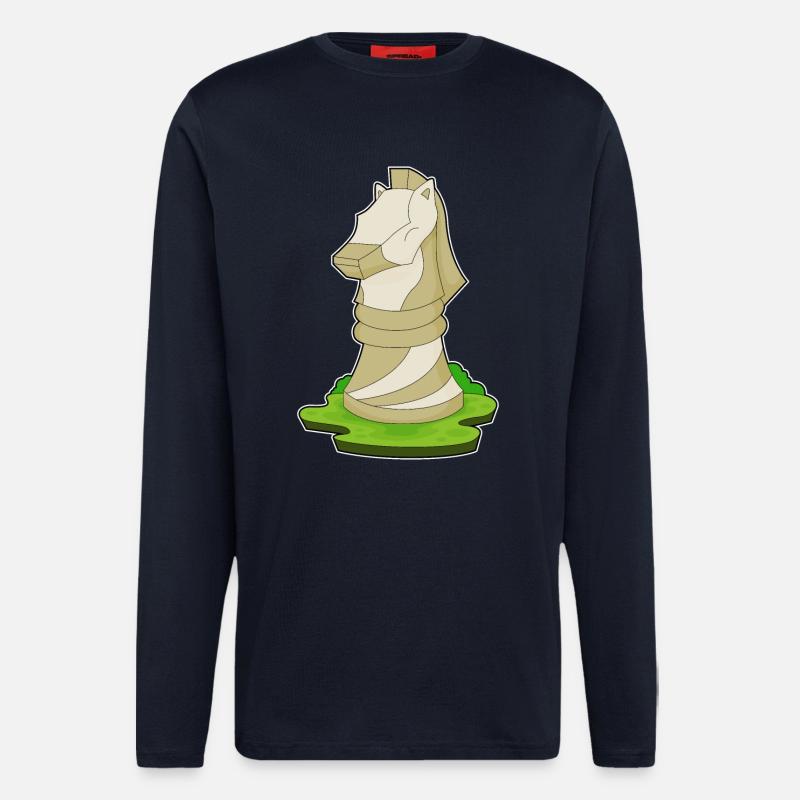 Pièce d’échecs Knight Chess - Manches longues bio décontracté fabriqué en UE - DARK NAVY