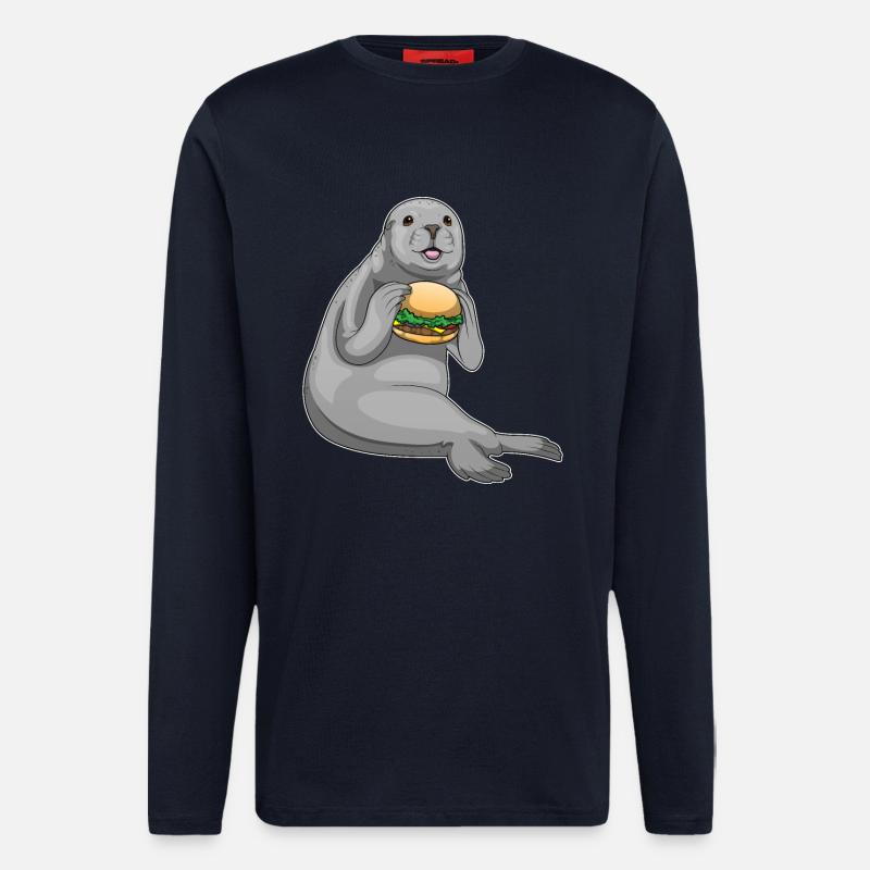 Burger de phoque - Manches longues bio décontracté fabriqué en UE - DARK NAVY