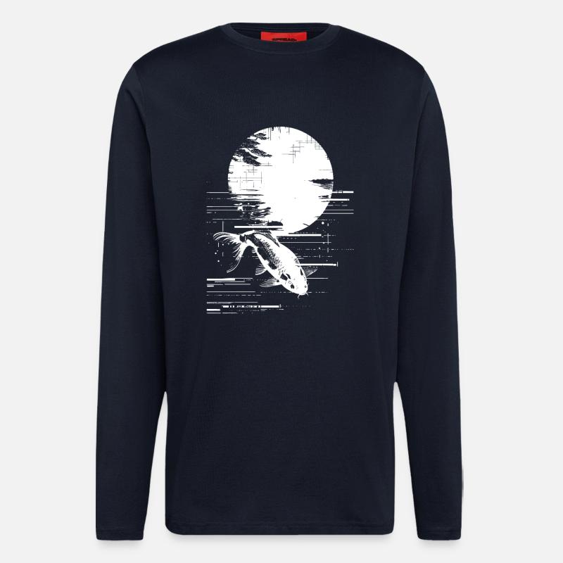 Fischen Zeichnung - Langarmshirt - made by SPREAD - DARK NAVY