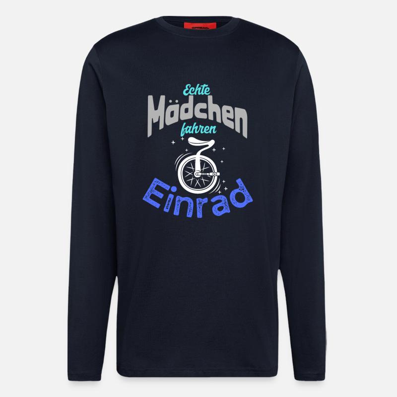 Echte Mädchen fahren Einrad - Langarmshirt - made by SPREAD  - DARK NAVY