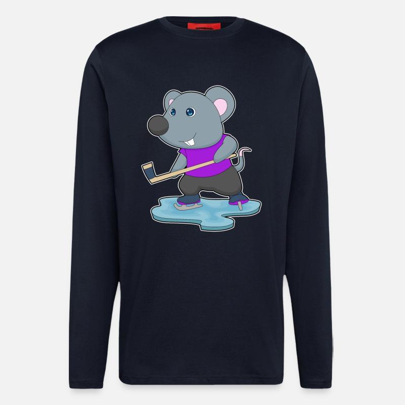 Maus Eishockey Eishockeyschläger - Langarmshirt - made by SPREAD  - DARK NAVY