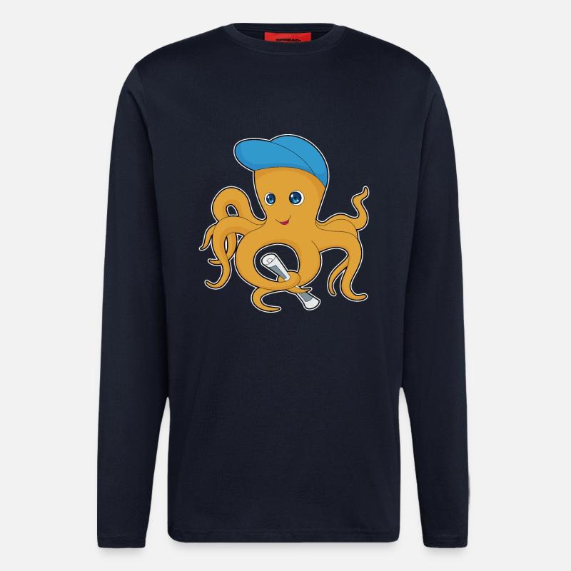 Journal Octopus - Manches longues bio décontracté fabriqué en UE - DARK NAVY