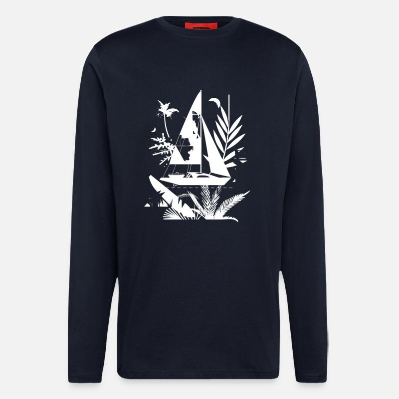 Segelboot Comic - Langarmshirt - made by SPREAD  - DARK NAVY
