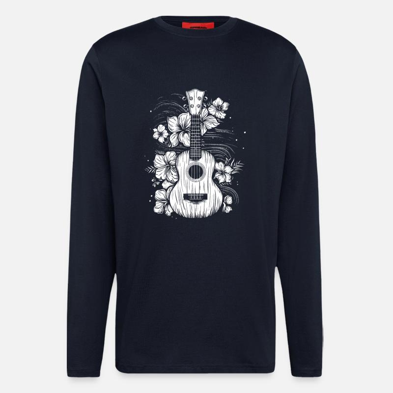 Ukulélé Look Bande Dessinée - Manches longues bio décontracté fabriqué en UE - DARK NAVY