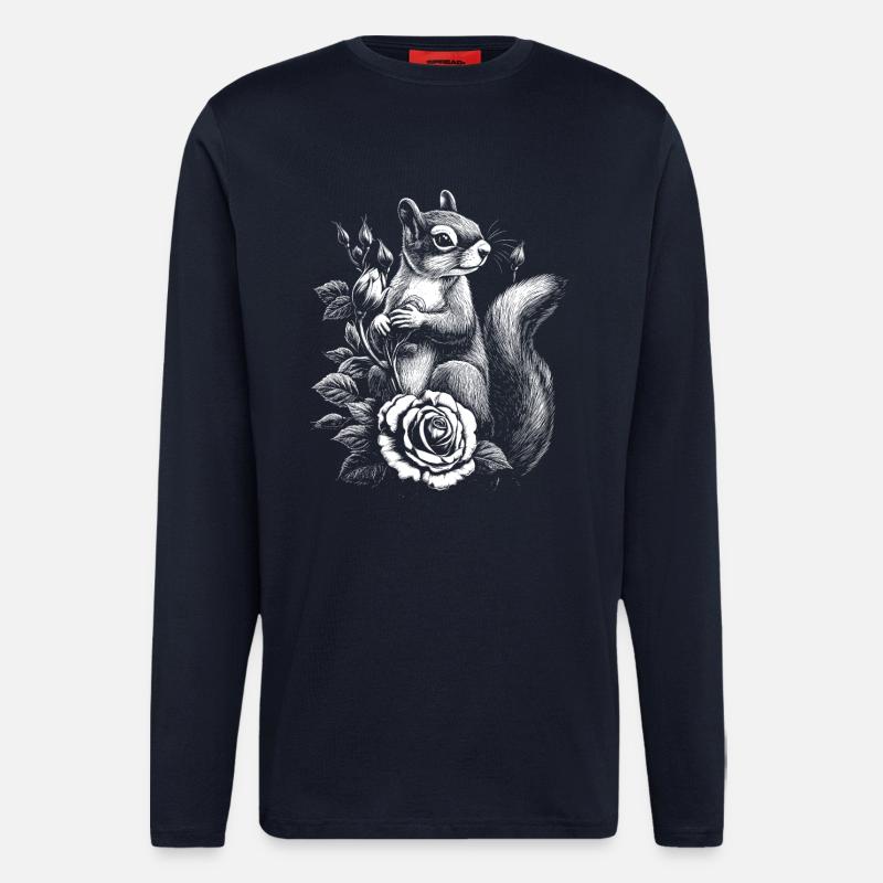 Eichhörnchen Rose Blumen Ästhetik Hörnchen - Langarmshirt - made by SPREAD - DARK NAVY