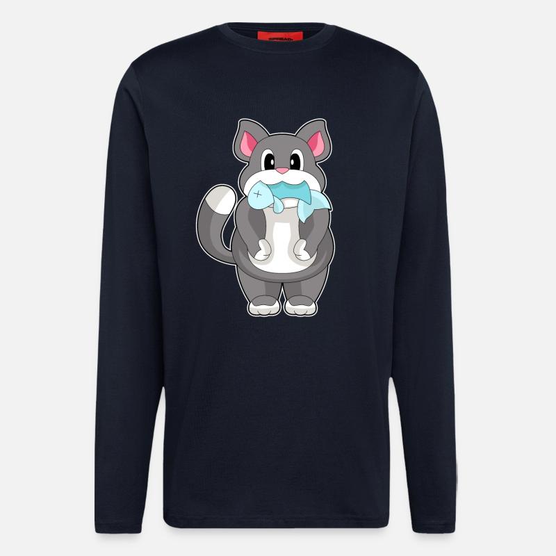 Poisson-chat - Manches longues bio décontracté fabriqué en UE - DARK NAVY