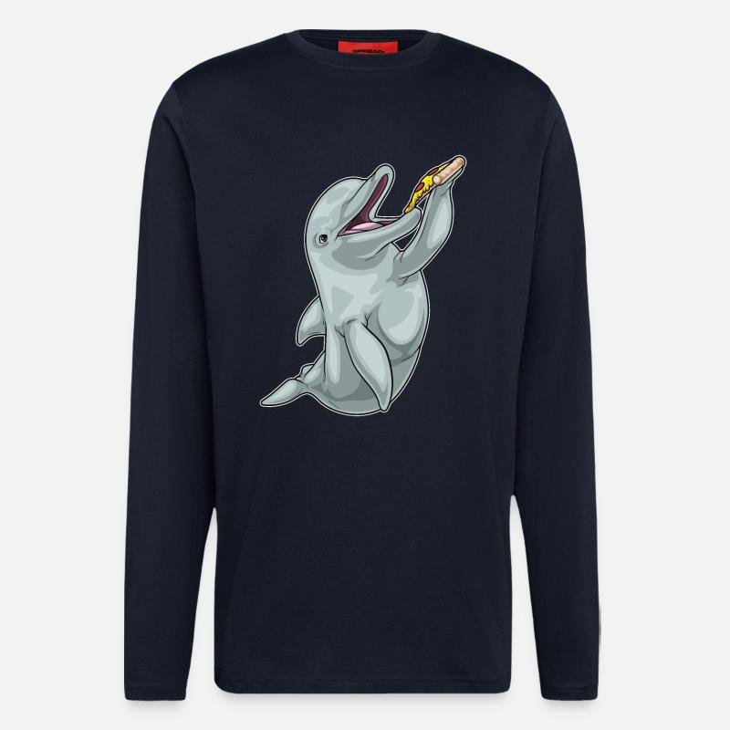 Pizza Dauphin - Manches longues bio décontracté fabriqué en UE - DARK NAVY