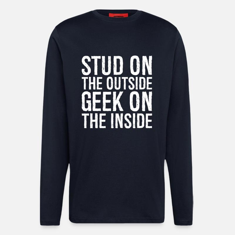 Ohrstecker außen, Geek auf der Innenseite - Langarmshirt - made by SPREAD  - DARK NAVY