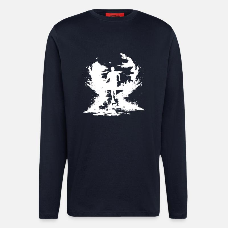 Marathon Junge Zeichnung - Langarmshirt - made by SPREAD - DARK NAVY