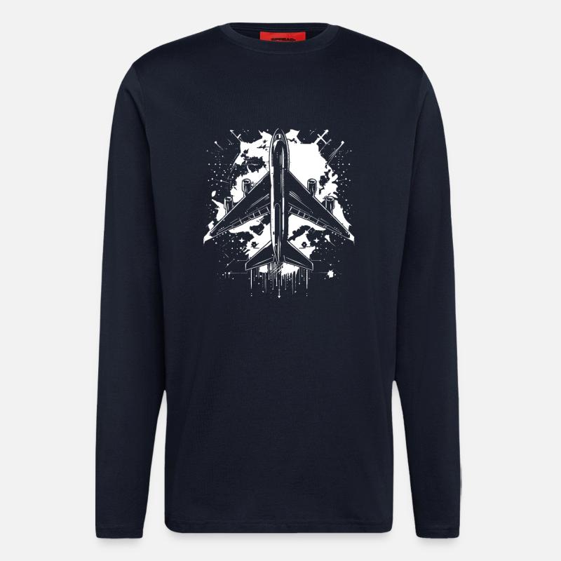 Flugzeug Skizze - Langarmshirt - made by SPREAD - DARK NAVY