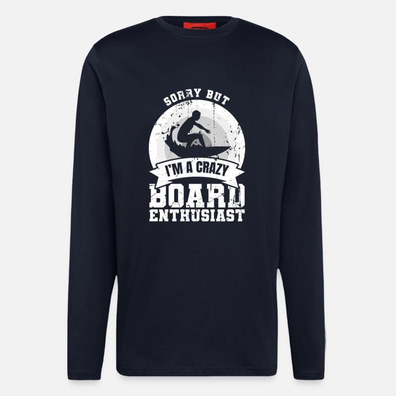 Blague sur le surfeur de vagues - Manches longues bio décontracté fabriqué en UE - DARK NAVY