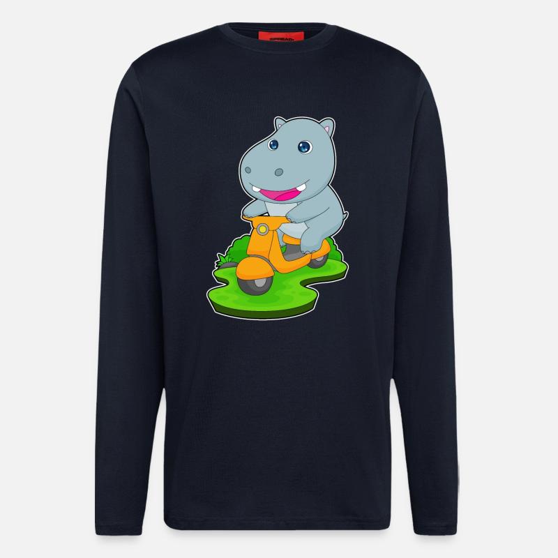 Nilpferd Motorroller - Langarmshirt - made by SPREAD - DARK NAVY