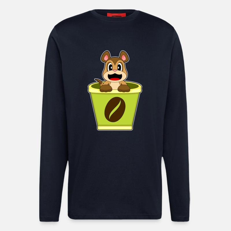 Erdmännchen Becher Kaffee - Langarmshirt - made by SPREAD - DARK NAVY