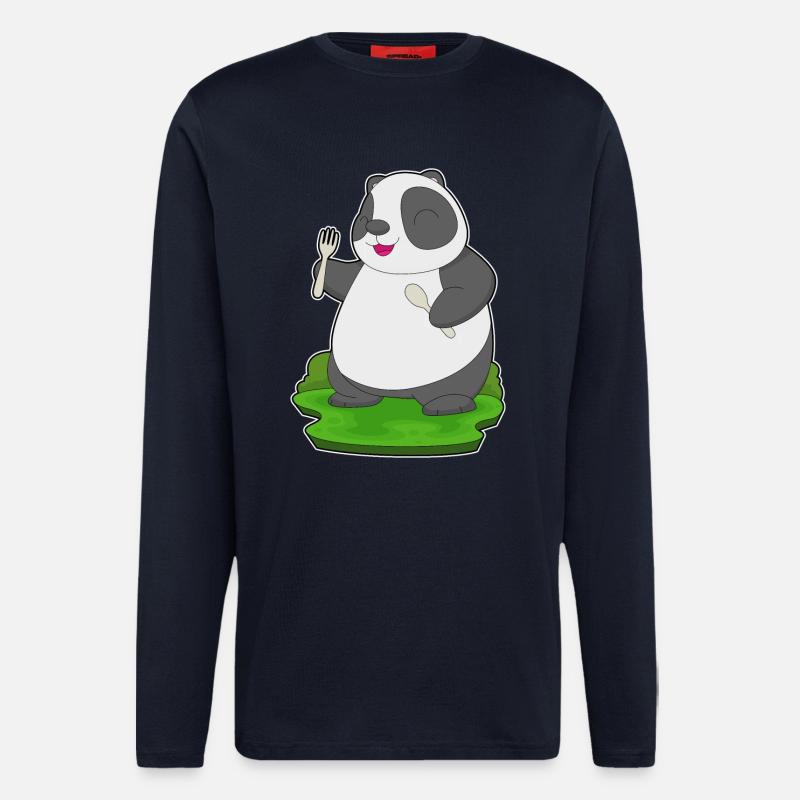 Panda Besteck Kochen Küche - Langarmshirt - made by SPREAD - DARK NAVY